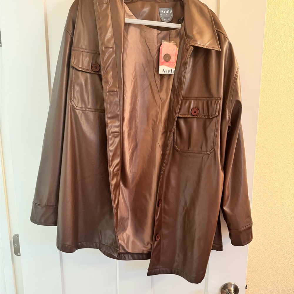 ARULA Women's Chocolate Leather Jacket